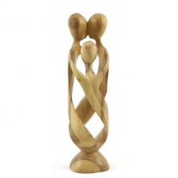 Statue abstraite "Famille Unie" 30cm en bois Brut