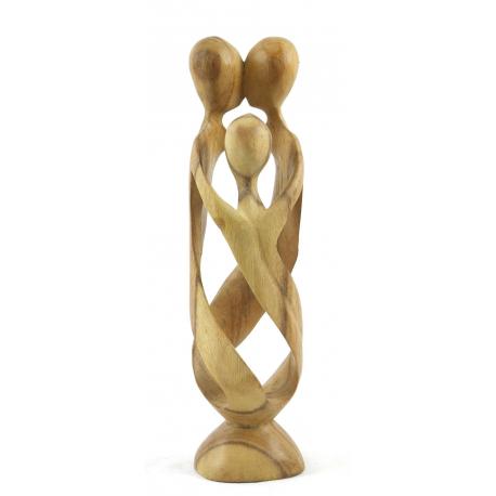 Statue abstraite "Famille Unie" 30cm en bois Brut