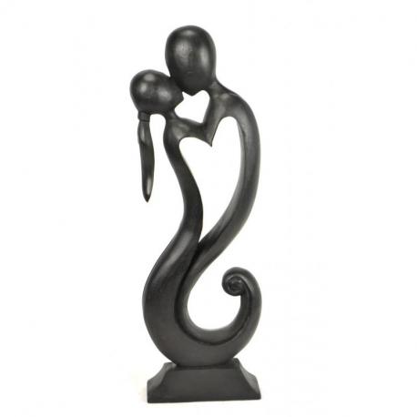Sculpture "Couple en Fusion" 50cm en bois | Cadeau Amoureux
