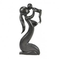 Statue Abstraite Maman et Bébé 50cm en bois | Cadeau de Fête des Mères