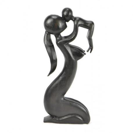 Statue Abstraite Maman et Bébé 50cm en bois | Cadeau de Fête des Mères