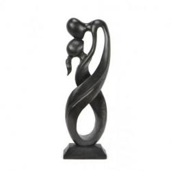 Statue Abstraite Couple Amoureux "Union Infinie" 50cm en bois | Mariage ou Fiançailles