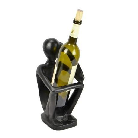 Porte-bouteille "Penseur" 30cm en bois Noir