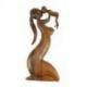 Statue abstraite Maman et Bébé 50cm en bois Teinté