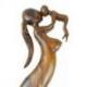 Statue abstraite Maman et Bébé 50cm en bois Teinté