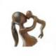 Statue abstraite Maman et Bébé 50cm en bois Teinté