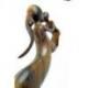Statue abstraite Maman et Bébé 50cm en bois Teinté