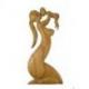 Statue abstraite Maman et Bébé 50cm en bois Brut
