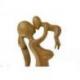Statue abstraite Maman et Bébé 50cm en bois Brut