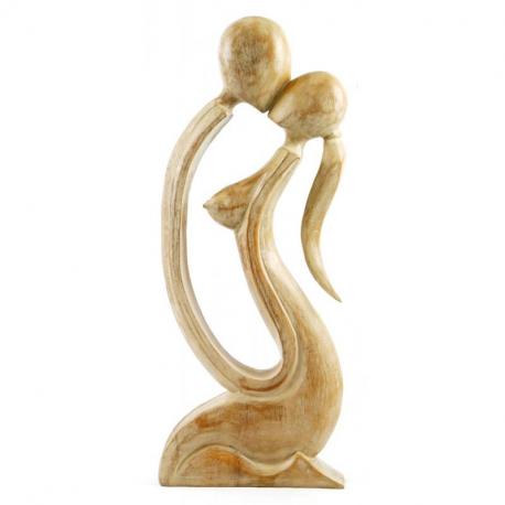 Sculpture moderne "Couple Sensuel" 50cm en bois | Cadeau érotique