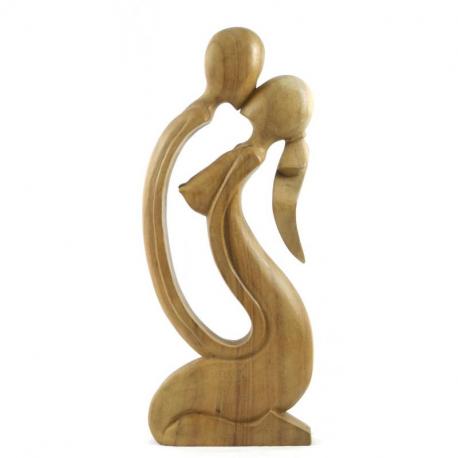 Statue abstraite Couple Sensuel 50cm en bois Brut
