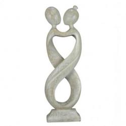 Statue Abstraite Couple Amour Infini 50cm en bois | Cadeau Noces de Bois