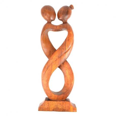 Statue Abstraite Couple Amour Infini 50cm en bois | Preuve d'Amour Éternel