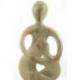 Statue abstraite Union Parent-Enfant 30cm en bois Blanc Cérusé