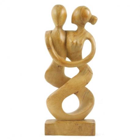 Sculpture Couple "Danseurs Complices" 30cm en bois | Cadeau Symbolique
