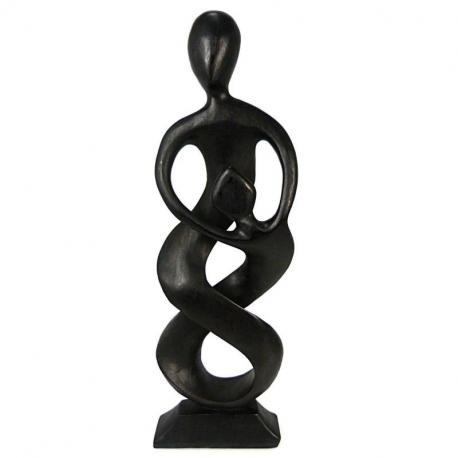 Statue abstraite Union Parent-Enfant 50cm en bois Noir
