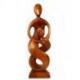 Statue abstraite Union Parent-Enfant 50cm en bois Teinté