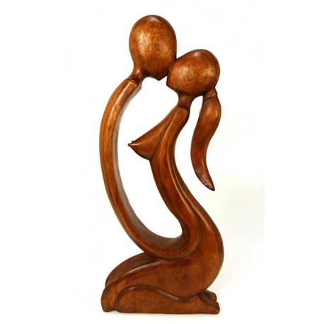 Statue Abstraite "Couple Sensuel" 50cm en bois | Cadeau Aphrodisiaque