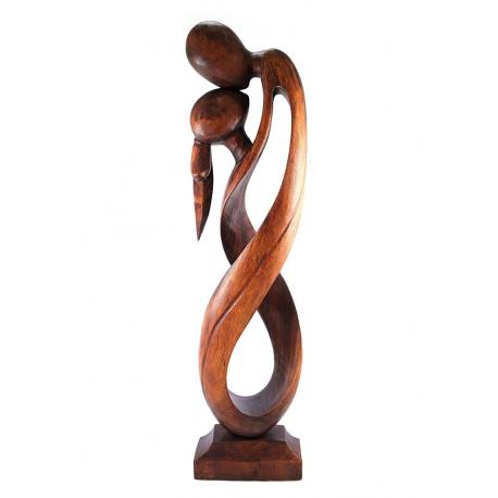 Statue Abstraite XL "Couple Enlacé" 100cm en bois | Cadeau Anniversaire de Mariage