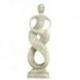Statue abstraite Union Parent-Enfant 50cm en bois Blanc Cérusé