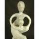 Statue abstraite Union Parent-Enfant 50cm en bois Blanc Cérusé