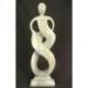 Statue abstraite Union Parent-Enfant 50cm en bois Blanc Cérusé