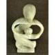 Statue abstraite Union Parent-Enfant 50cm en bois Blanc Cérusé