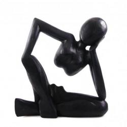 Sculpture abstraite "Le Penseur" 40cm en bois Noir | Design intemporel
