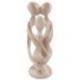 Statue abstraite "Famille Unie" 20cm en bois Blanc Cérusé