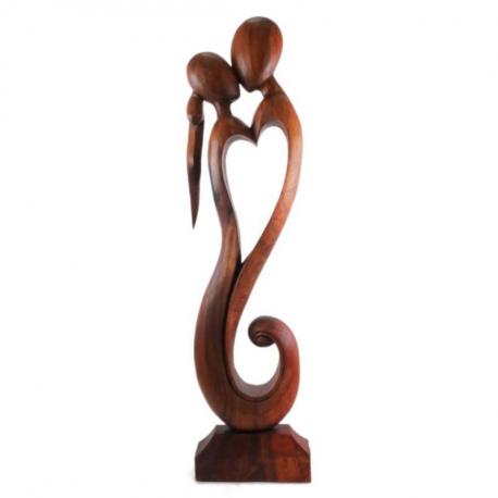 Sculpture sur bois XL "Couple en Fusion" 100cm en bois | Cadeau de Mariage