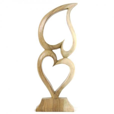 Coeurs en bois brut 40cm - Sculpture artisanale