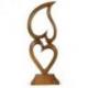 Coeurs en bois marron 40cm - Sculpture artisanale