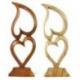 Coeurs en bois marron 40cm - Sculpture artisanale