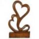 Coeurs Entrelacés en bois teinté 30cm - Sculpture faite à la main