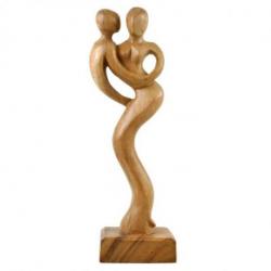 Sculpture Couple Amoureux 30cm en bois | Cadeau de Mariage