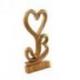 Statue 2 coeurs façonnée à la main en bois brut 40cm