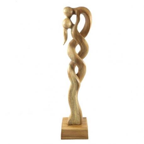 Sculpture Couple Amoureux "Passion Infinie" 50cm en bois | Cadeau Unique
