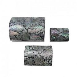 Set de 3 boîtes à bijoux en marqueterie de nacre - Coloris noir