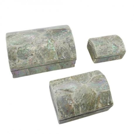 Set de 3 boîtes à bijoux en marqueterie de nacre - Coloris blanc