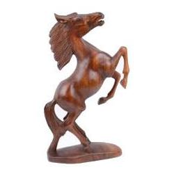 Statue de cheval cabré 30cm - Bois massif sculpté main
