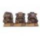Les 3 singes "secret du bonheur" en bois massif 19cm