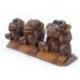 Les 3 singes "secret du bonheur" en bois massif 19cm