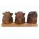 Les 3 singes "secret du bonheur" en bois massif 19cm