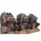 Les 3 singes "secret du bonheur" en bois massif 19cm