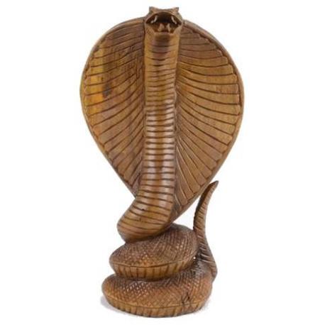 Statue Serpent / Cobra 25cm en bois exotique sculpté main