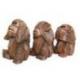 Les 3 singes de la sagesse en bois massif 20cm