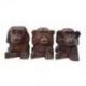Les 3 singes de la sagesse en bois massif marron 15cm