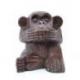Les 3 singes de la sagesse en bois massif marron 15cm