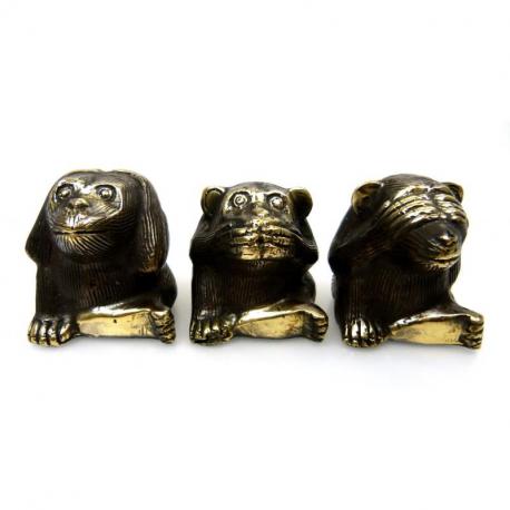 Les singes de la sagesse. 3 Statuettes déco en laiton 4cm