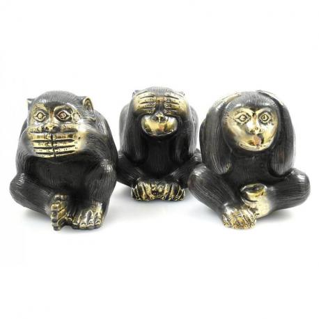 Les 3 singes de la sagesse. Statues déco en laiton - Série limitée